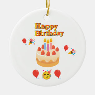 Happy birthday ceramic tree decoration