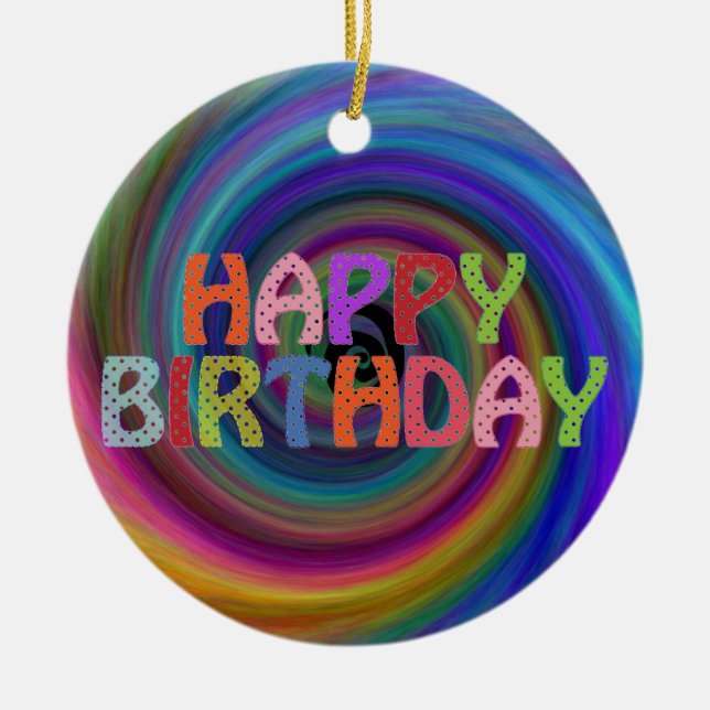 Happy Birthday Ceramic Tree Decoration (Front)