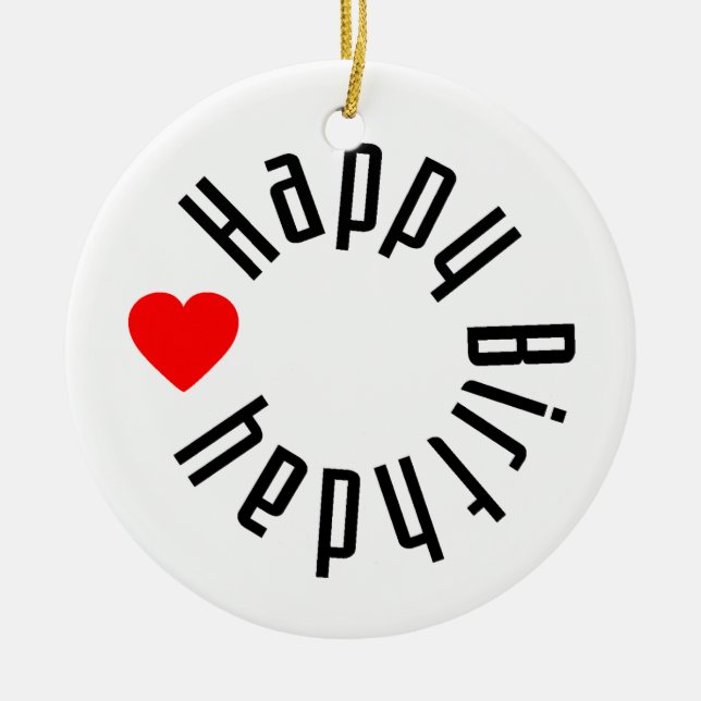 Happy Birthday Ceramic Tree Decoration (Front)