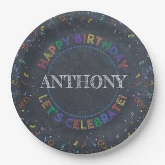 Happy Birthday Chalkboard Paper Plate