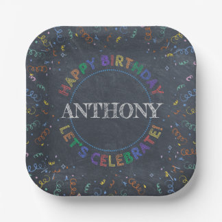Happy Birthday Chalkboard Paper Plate