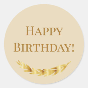 Happy Birthday champagne gold Classic Round Sticker