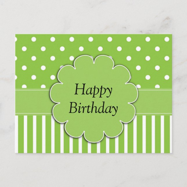Happy Birthday - Chartreuse and White design Postcard (Front)