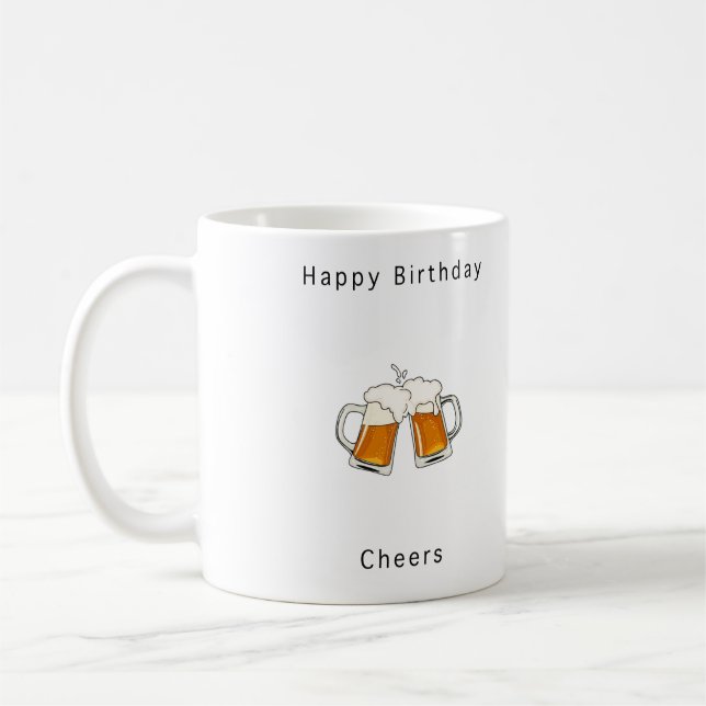 Happy Birthday, Cheers beer Coffee Mug (Left)