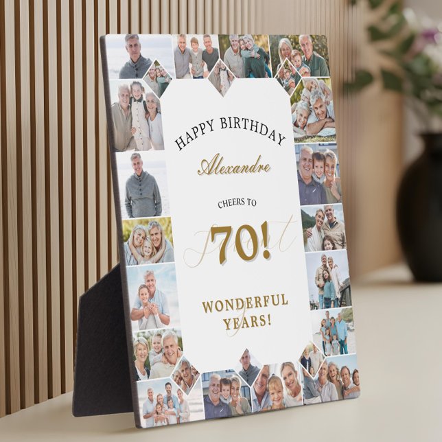 Happy Birthday Cheers To 70 Years Photo Collage Plaque (Happy Birthday Cheers To 70 Years Photo Collage Plaque)