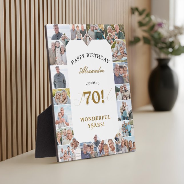 Happy Birthday Cheers To 70 Years Photo Collage Plaque (Happy Birthday Cheers To 70 Years Photo Collage Plaque)