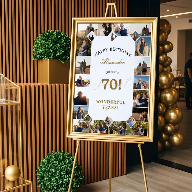 Happy Birthday Cheers To 70 Years Photo Collage Poster (Happy Birthday Cheers To 70 Years Photo Collage Poster)