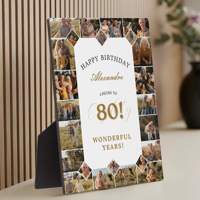 Happy Birthday Cheers To 80 Years Photo Collage Plaque (Happy Birthday Cheers To 80 Years Photo Collage Plaque)