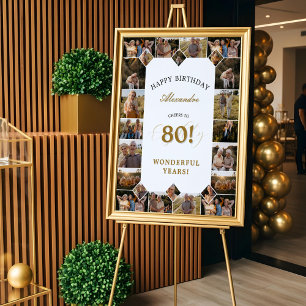 Happy Birthday Cheers To 80 Years Photo Collage Poster