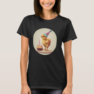 Happy Birthday Chick with Party Hat for Poultry an T-Shirt