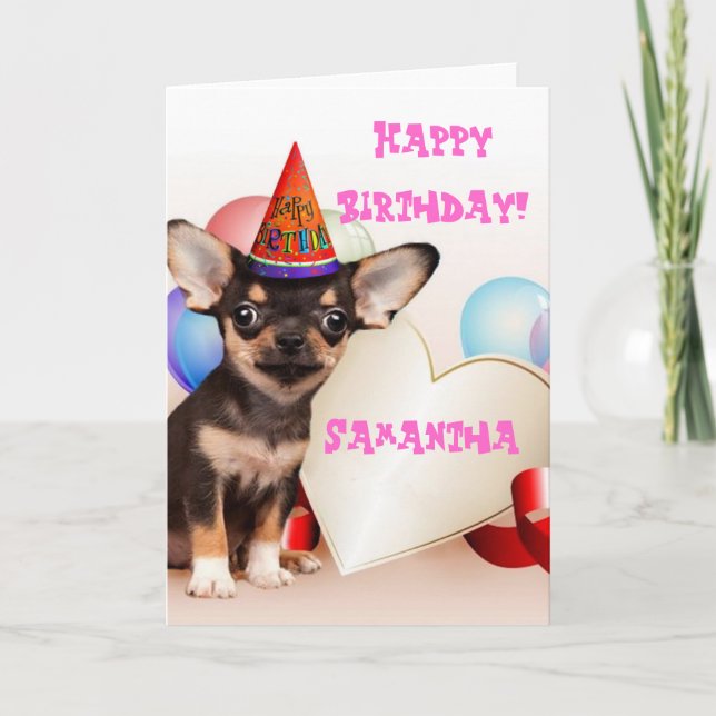 Happy Birthday Chihuahua greeting card (Front)