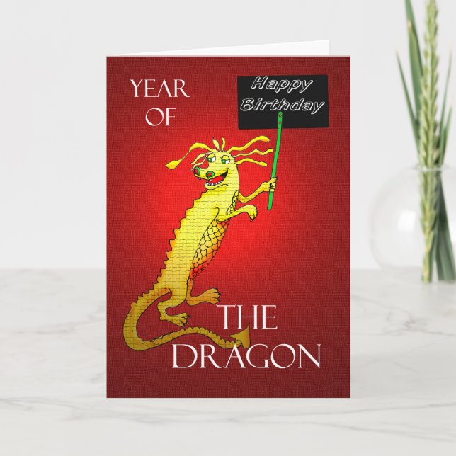 Happy  Birthday, Chinese Year of the Dragon. Holiday Card (Front)