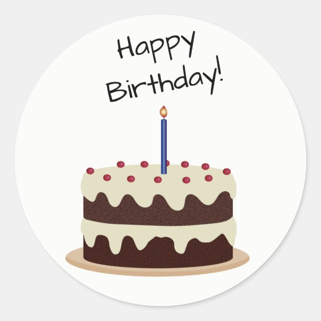 Happy Birthday Chocolate and Vanilla Cake Sticker (Front)