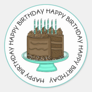 Happy Birthday Chocolate Cake Classic Round Sticker