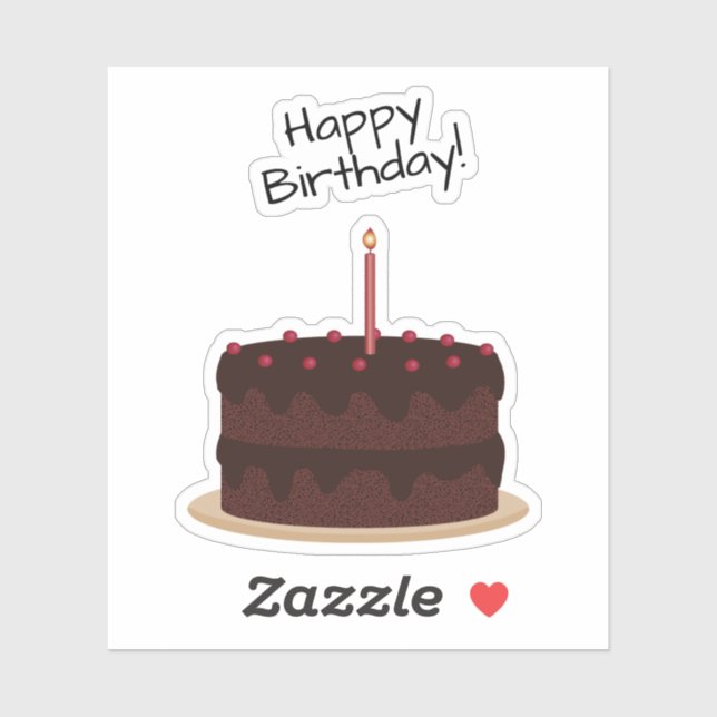 Happy Birthday Chocolate Cake Contour Sticker (Sheet)