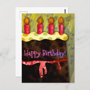 Happy Birthday Chocolate Cake Postcard