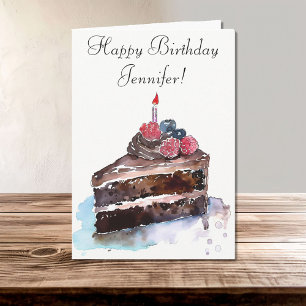 Happy Birthday Chocolate Cake with Candle Card