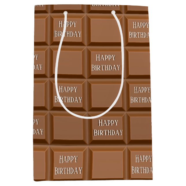 Happy Birthday Chocolate Candy Bar  Medium Gift Bag (Front)