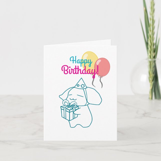 Happy Birthday Chomochi Bunny  Card (Front)