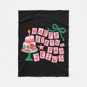 Happy Birthday Christian Jesus Christmas Preppy Bd Fleece Blanket