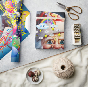 Happy Birthday Christmas Unicorn Wrapping Paper