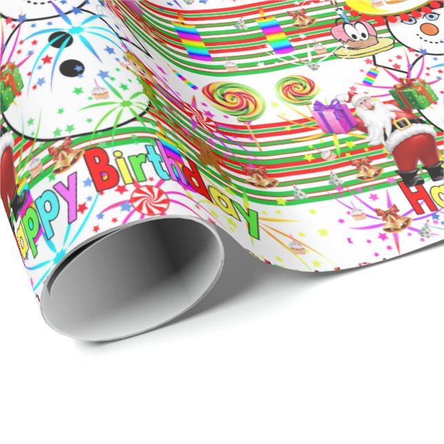 Happy Birthday Christmas Wrapping Paper (Roll Corner)