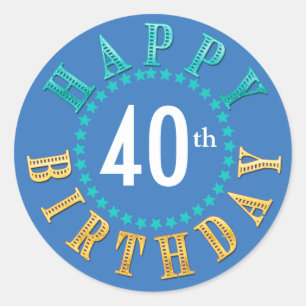 Happy Birthday Circle of Stars Blue ID527 Classic Round Sticker