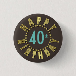 Happy Birthday Circle of Stars Gold ID527 3 Cm Round Badge
