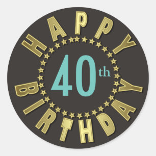 Happy Birthday Circle of Stars Gold ID527 Classic Round Sticker