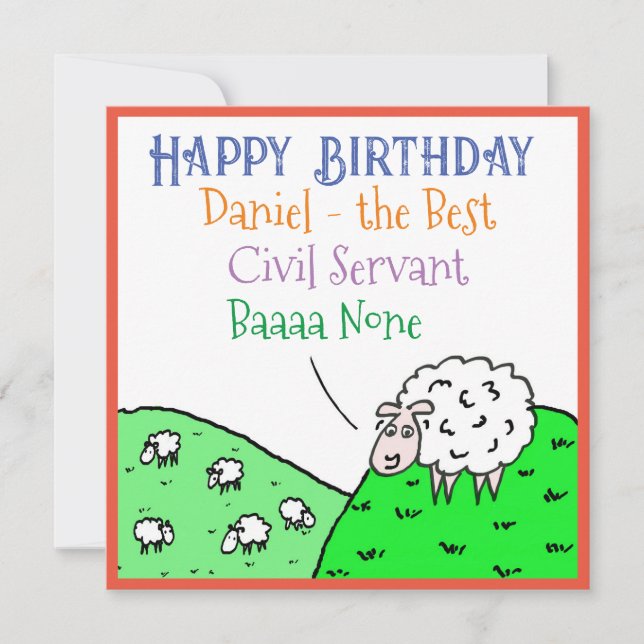 Happy Birthday Civil Servant Fun Sheep Design Card (Front)