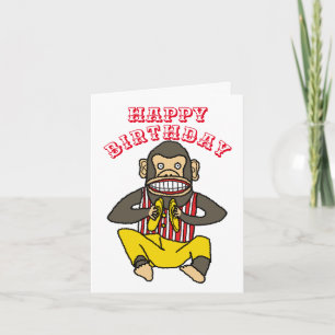 Happy Birthday, Clapping Monkey Toy. Card