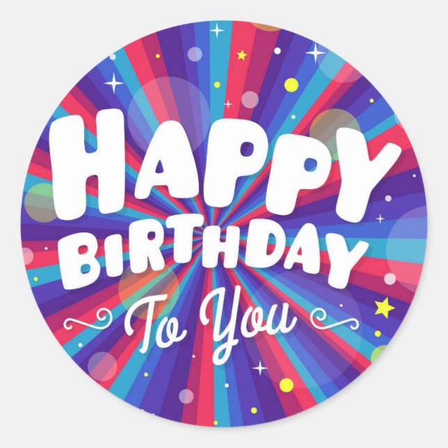 Happy Birthday Classic Round Sticker (Front)