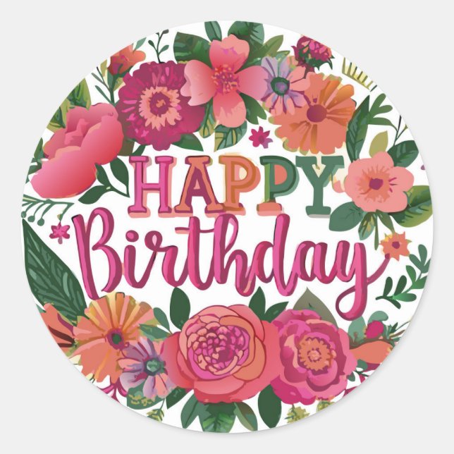Happy Birthday  Classic Round Sticker (Front)
