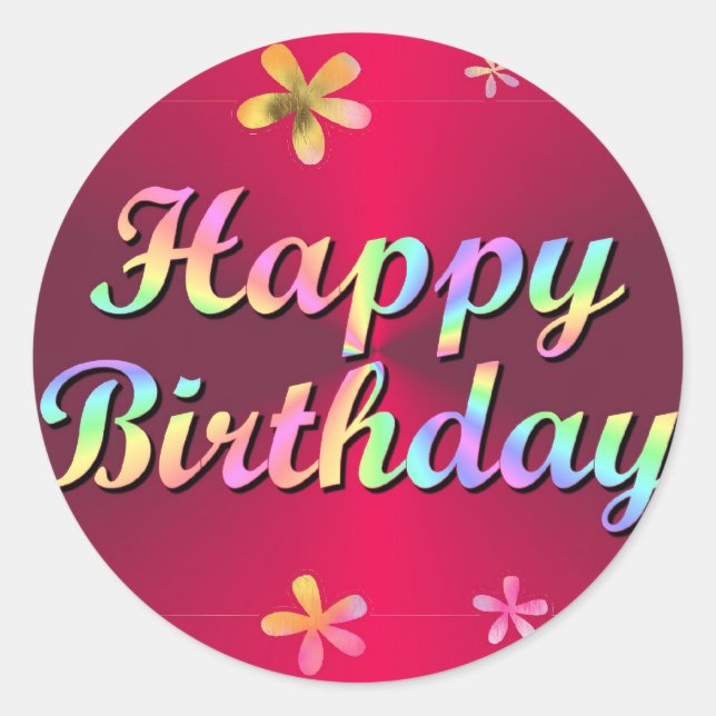 Happy Birthday Classic Round Sticker (Front)
