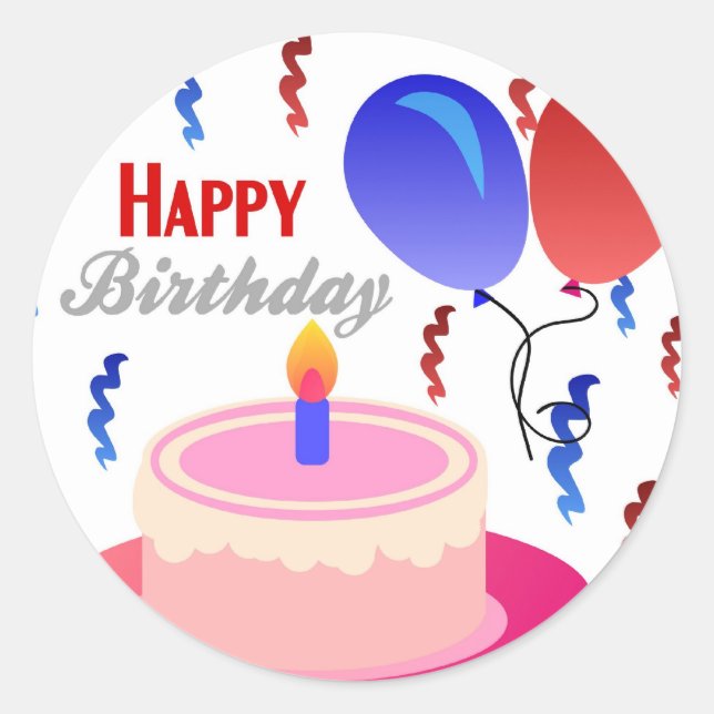 Happy Birthday Classic Round Sticker (Front)