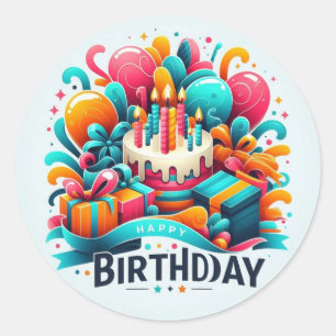 Happy Birthday Classic Round Sticker