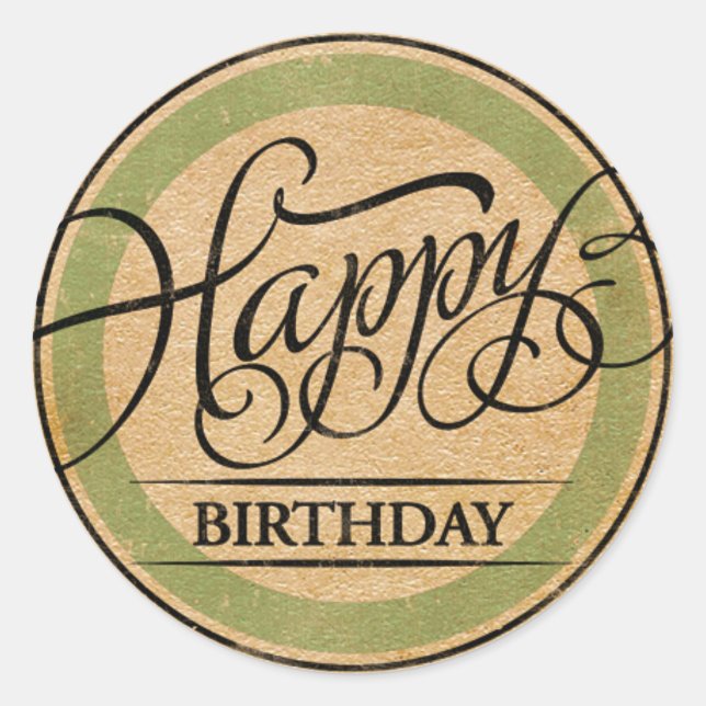 Happy Birthday Classic Round Sticker (Front)