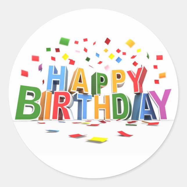 Happy Birthday Classic Round Sticker (Front)