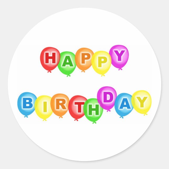 Happy Birthday Classic Round Sticker (Front)