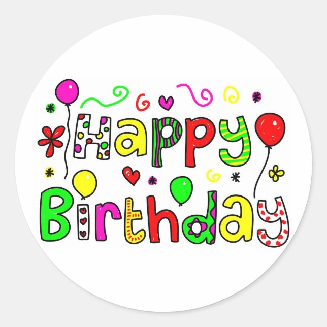 Happy Birthday Classic Round Sticker (Front)