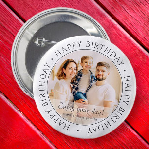 Happy Birthday   Classic Simple Custom Photo 6 Cm Round Badge