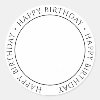 Happy Birthday | Classic Simple Custom Photo Classic Round Sticker