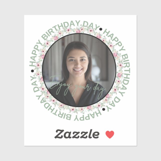 Happy Birthday | Classic Simple Custom Photo Round (Sheet)