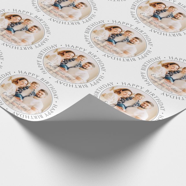 Happy Birthday | Classic Simple Custom Photo Wrapping Paper (Corner)