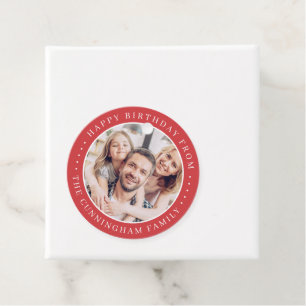 Happy Birthday Classic Simple Family Photo Favour Tags