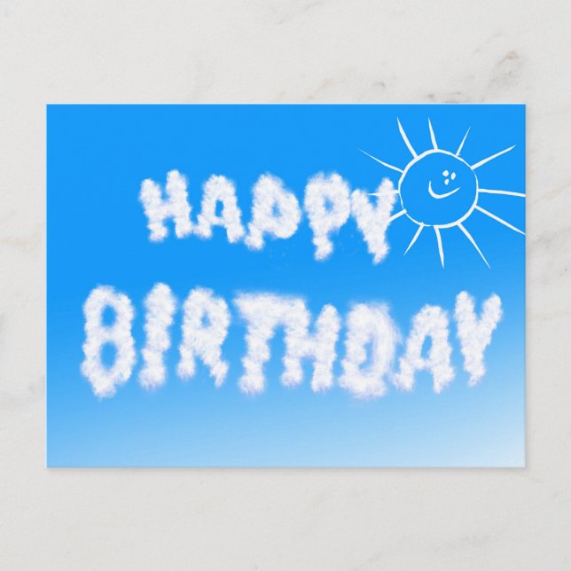 Happy birthday cloud letters postcard (Front)