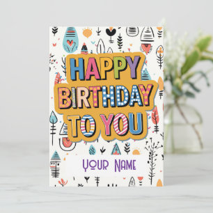 Happy birthday colorful wishes customizable card 
