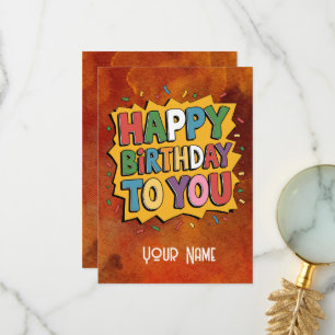 Happy birthday colorful wishes customizable card 