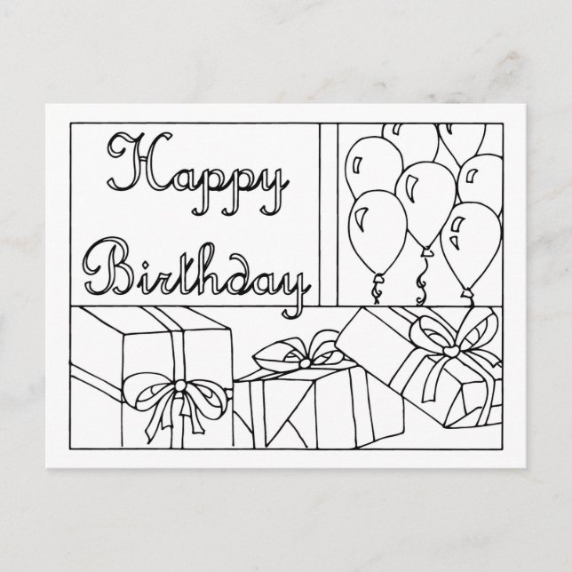 Happy Birthday Colour it In Postcard (Front)