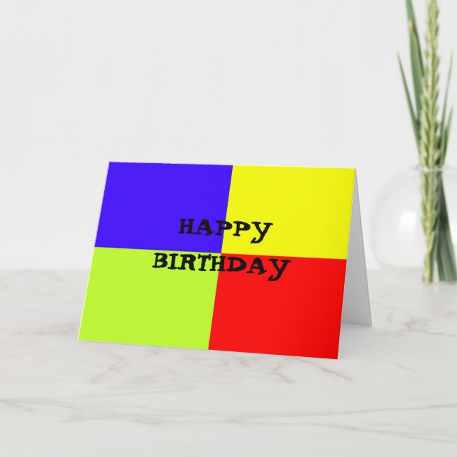 Happy Birthday Coloured Block Art Card (Front)